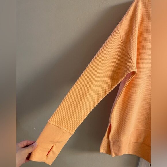 NWOT Athleta orange coastal luxe waffle knit sweatshirt Large - Picture 6 of 8